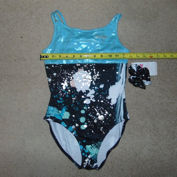 Justice Turquoise Black White Splotches Leotard NWT XL(16-18) - Picture 8 of 8